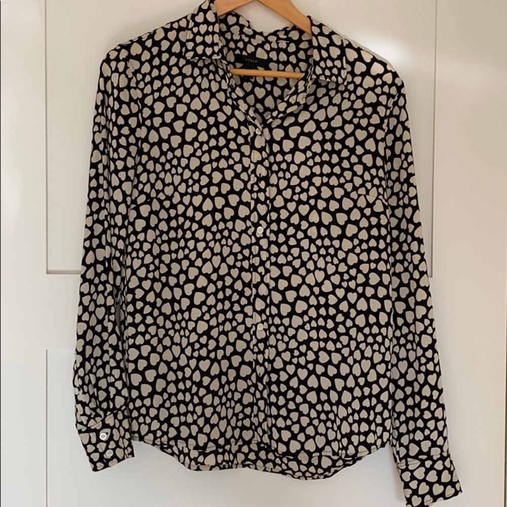 Jcrew silk blend hearts blouse size 4
